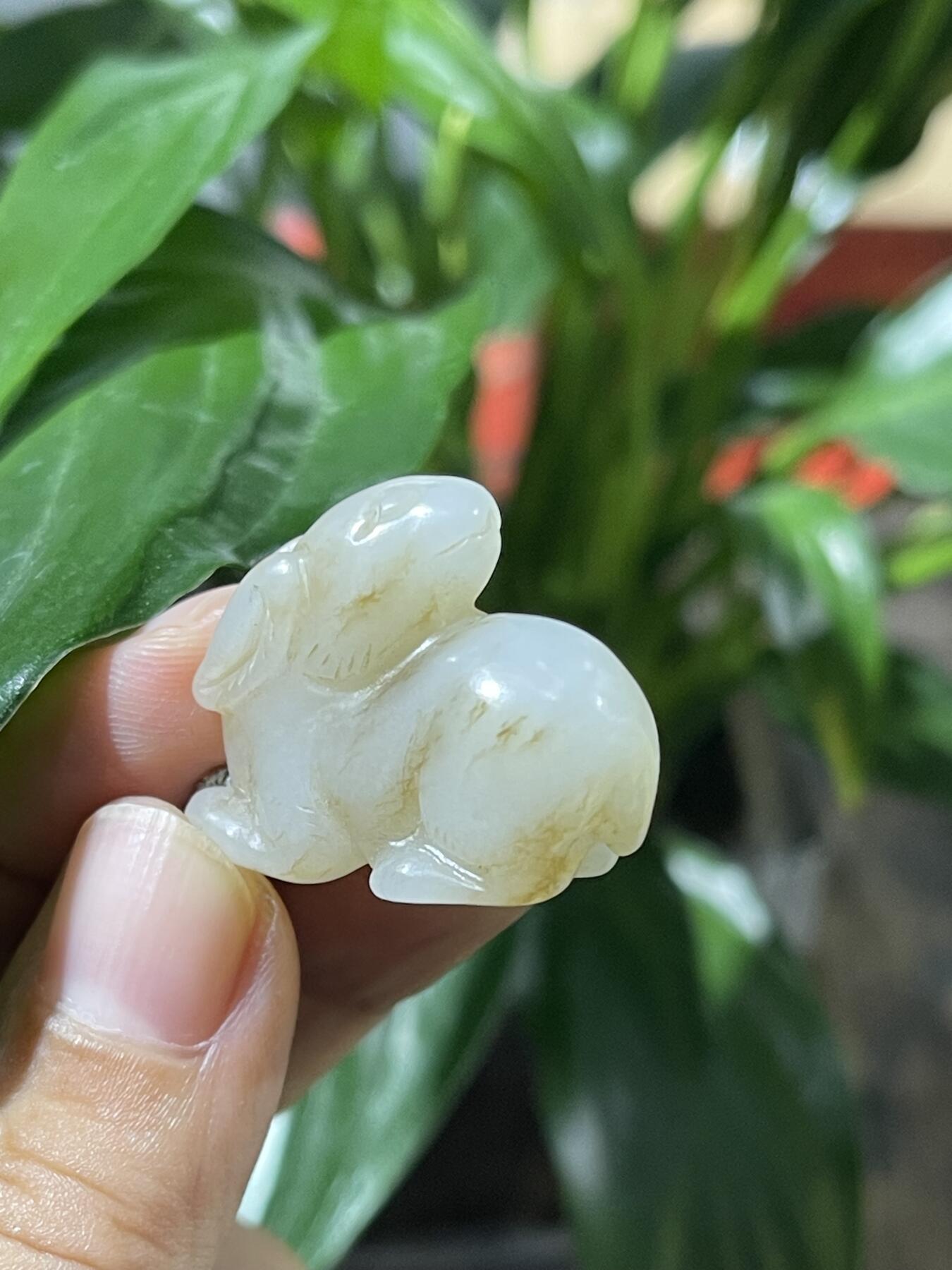 和田玉籽料手工挂饰 和田玉兔子挂饰