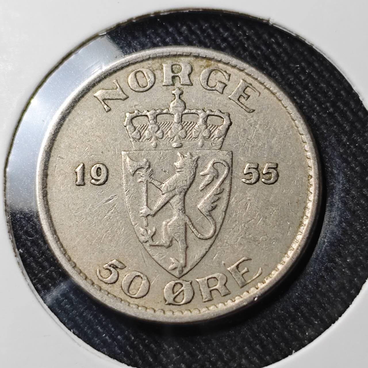 KK钱币收藏小铺  第391期  2月预留时间 周末发货  1955挪威50欧尔