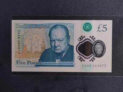 2024年版英国G系列5磅塑料钞 丘吉尔 欧洲钱币 全新UNC - 2024年版英国G系列5磅塑料钞 丘吉尔 欧洲钱币 全新UNC