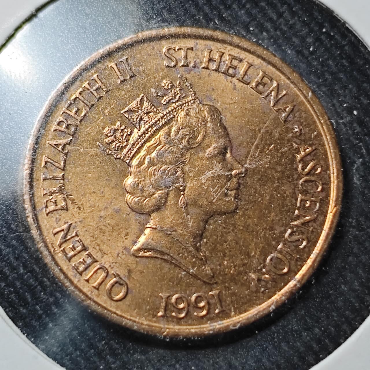 KK钱币收藏小铺  第391期  2月预留时间 周末发货  1991英属阿森松岛1便士铜币