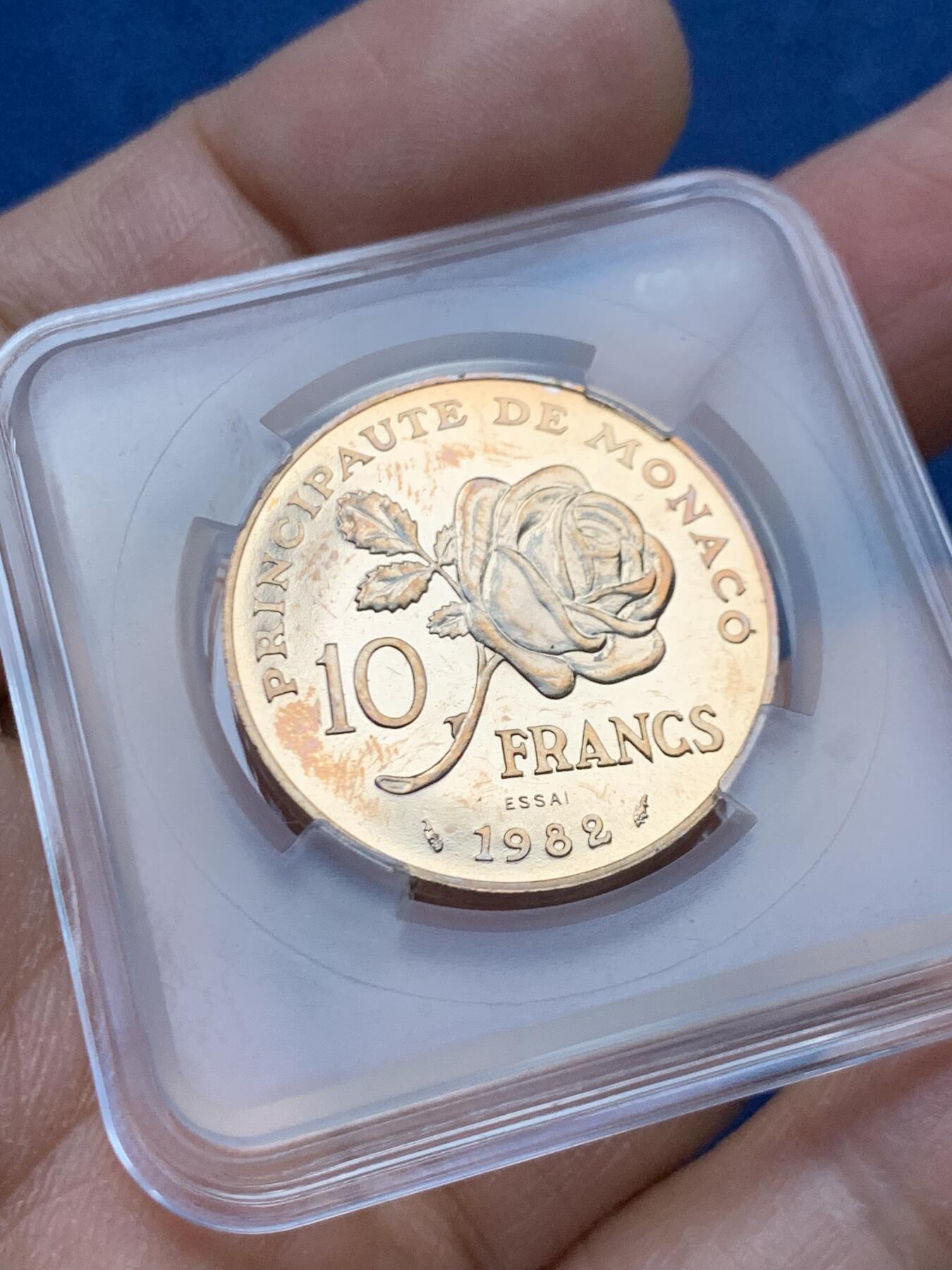 《竞宝斋》第464场 周日，周一，周二，3场连拍 （全场包邮）欢迎送拍 摩纳哥1982年纪念摩纳哥王妃格蕾丝凯丽去世铜样币，铜样比银样更少 品相很好