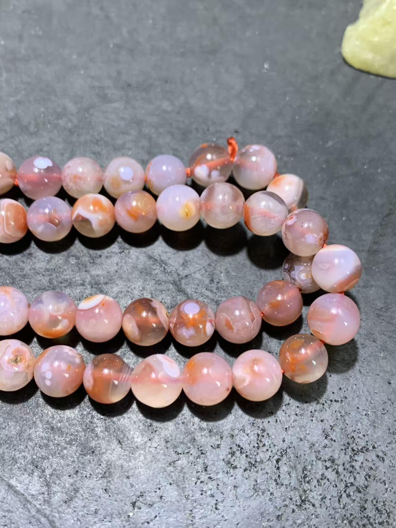 精美川料南红玛瑙荔枝冻飘红多圈手串一条