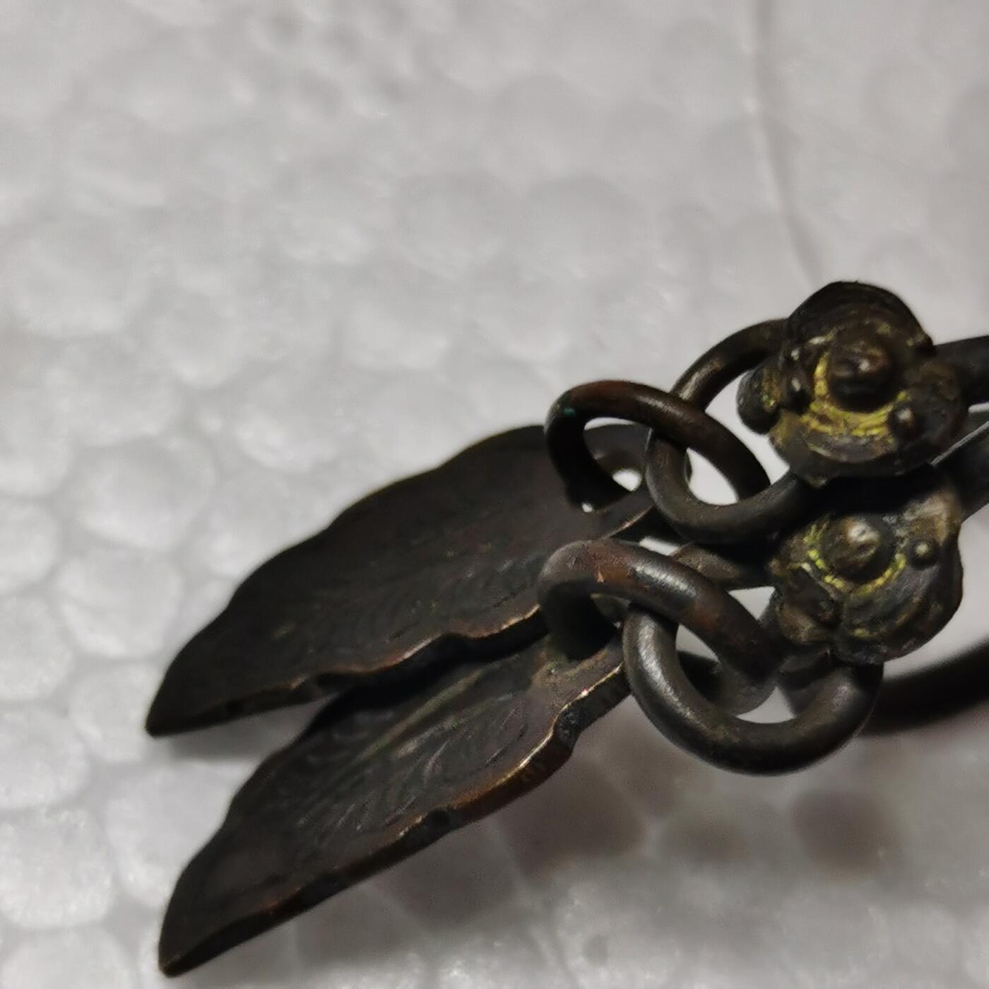 杂件专场98期 清代铜鎏金耳环一对