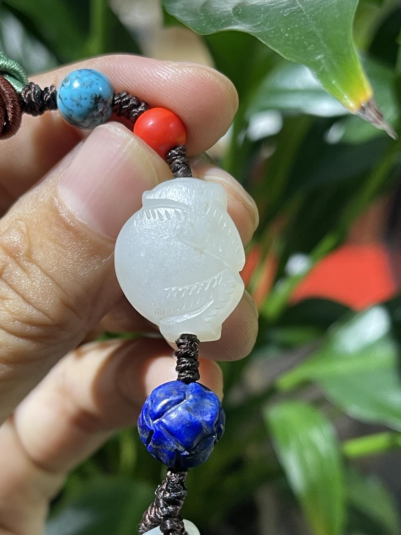 和田玉籽料手工挂饰 和田玉猴，锁手机挂