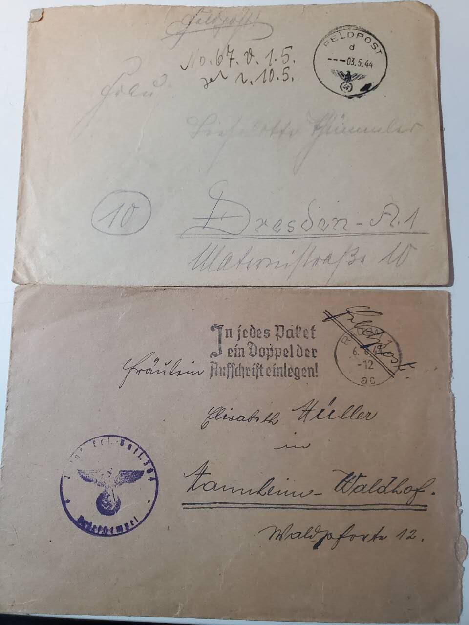 韵星假日军品类拍卖第三十九期暨默多克中校夫妇专场 -- Rimey Holidays Militaria Auction 39 & The Modoks Collection  nazi德国战地邮封两封