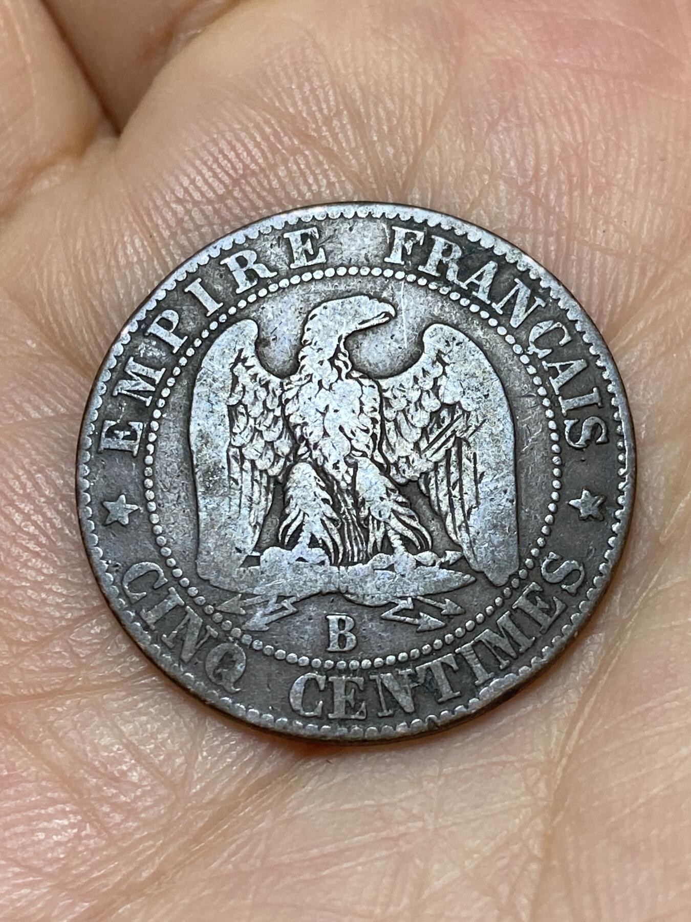 2026年第十八场(总第一百八十七场）外国好品散币场(免佣金) 法兰西第二帝国1856年5生丁(拿破仑三世第一版，B标鲁昂造)