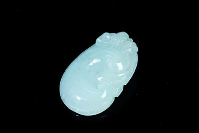 上海都达杂项专场四十七【全场包邮】  天然冰糯种翡翠（A货）精雕《吉祥如意》挂件90-10