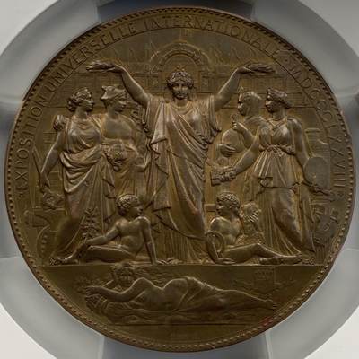 掌中浮雕-藏着的欧洲第052场 - 1878年法国巴黎世博会铜章，86mm