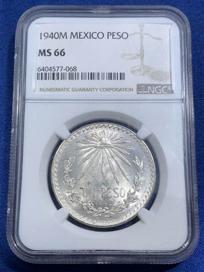 《竞宝斋》第464场 周日，周一，周二，3场连拍 （全场包邮）欢迎送拍 - NGC MS66 墨西哥 1940年 一比索 鹰洋银币 霜感转光十分靓眼 鹰面立体霸气