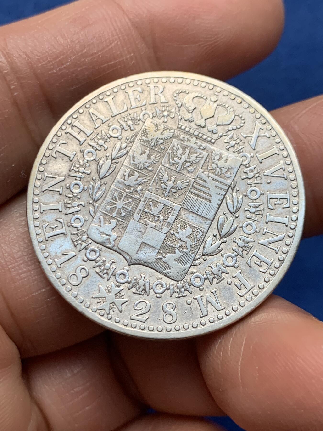 《竞宝斋》第464场 周日，周一，周二，3场连拍 （全场包邮）欢迎送拍 普鲁士 1828年 威廉三世1泰勒银币