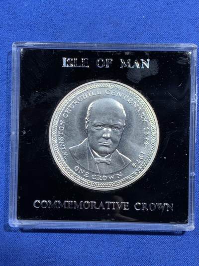 《竞宝斋》第464场 周日，周一，周二，3场连拍 （全场包邮）欢迎送拍 - 马恩1974年1克朗银币丘吉尔百年纪念 28.75g 925银