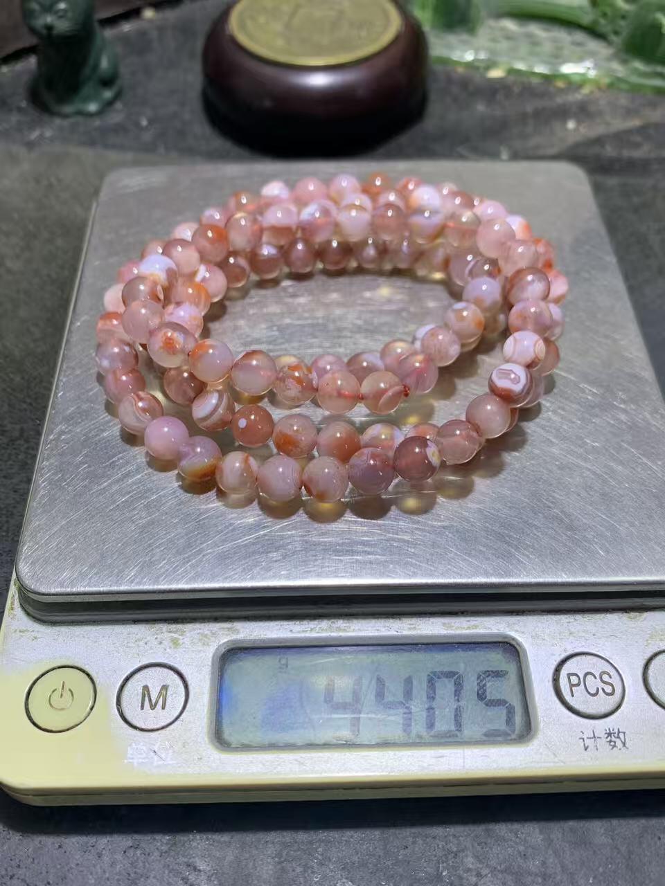 精美川料南红玛瑙荔枝冻飘红多圈手串一条