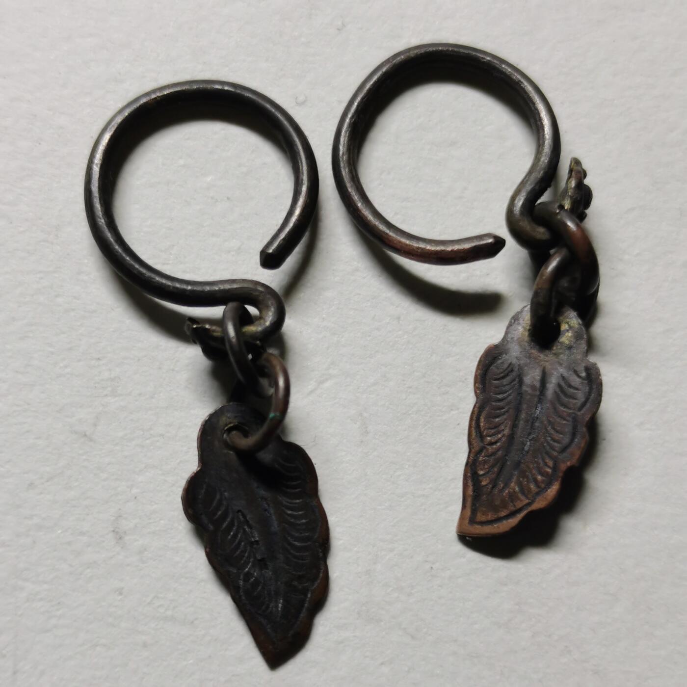 杂件专场98期 清代铜鎏金耳环一对