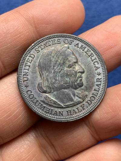 《竞宝斋》第464场 周日，周一，周二，3场连拍 （全场包邮）欢迎送拍 - 美国1893年哥伦布纪念半美元银币，12.45克，900银，酱彩