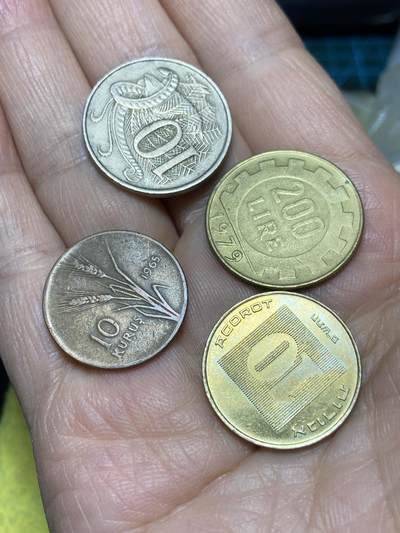 2026年第十八场(总第一百八十七场）外国好品散币场(免佣金) - 世界各国散币4枚：澳大利亚🇦🇺1966年10分，意大利🇮🇹1979年200里拉，土耳其🇹🇷1965年10库鲁什，以色列🇮🇱10阿高洛