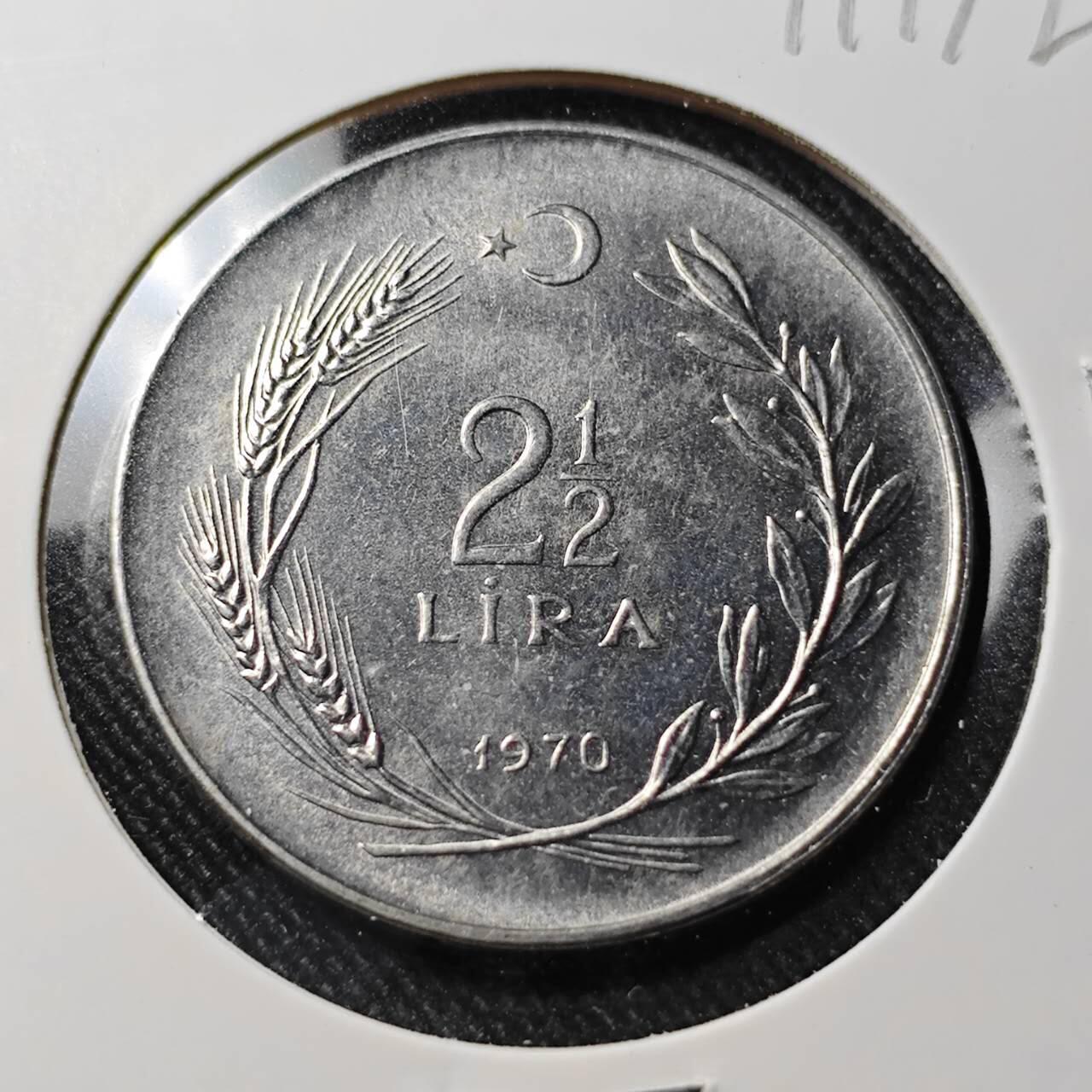 KK钱币收藏小铺  第391期  2月预留时间 周末发货  1970土耳其2.5里拉农粮纪念币