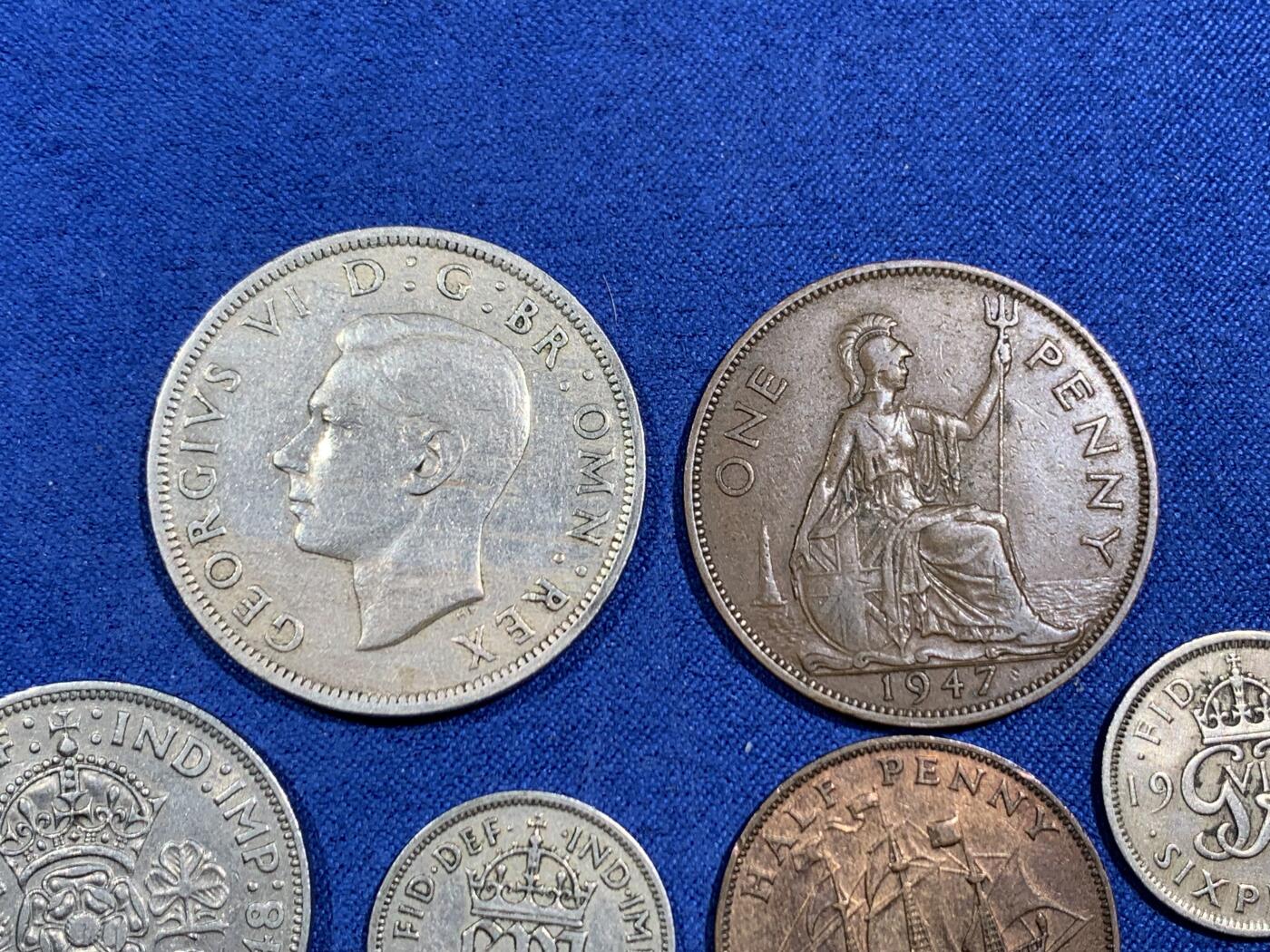 《竞宝斋》第464场 周日，周一，周二，3场连拍 （全场包邮）欢迎送拍 九枚一组 乔治六世硬币