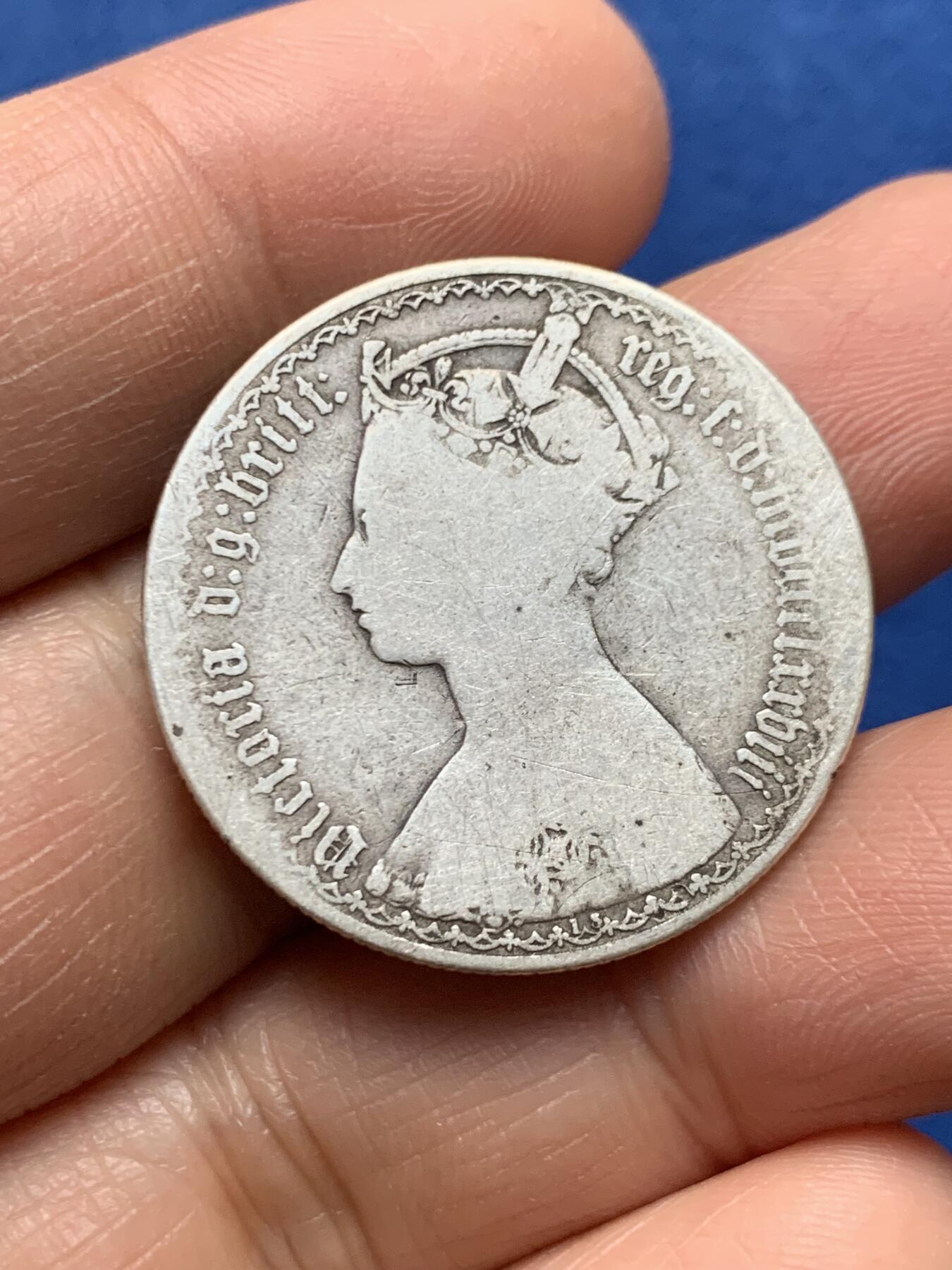 《竞宝斋》第464场 周日，周一，周二，3场连拍 （全场包邮）欢迎送拍 英国1878年哥特体 佛罗林2先令银币