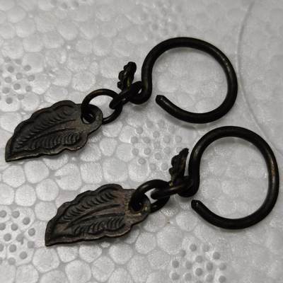 杂件专场98期 - 清代铜鎏金耳环一对