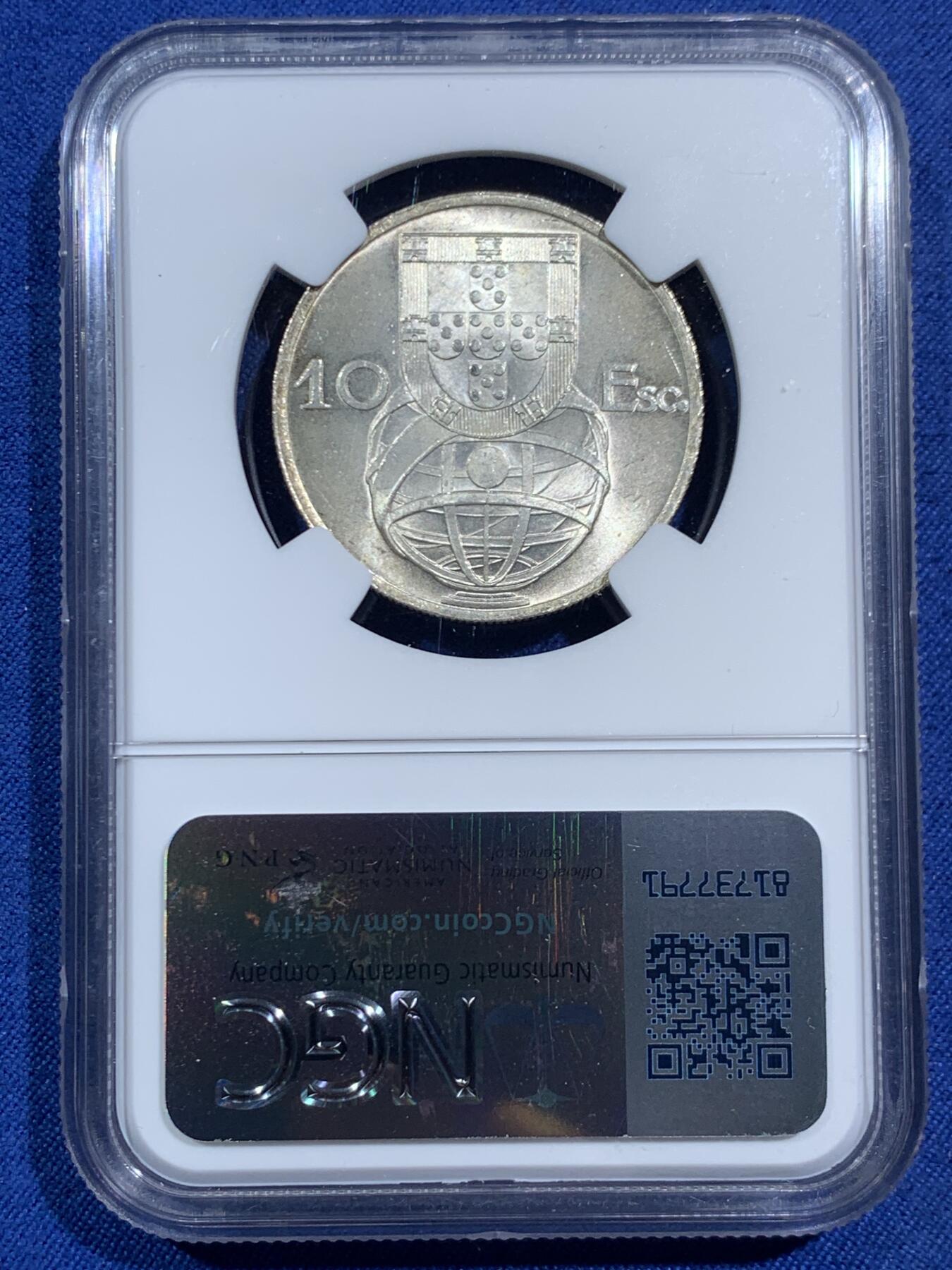 《竞宝斋》第464场 周日，周一，周二，3场连拍 （全场包邮）欢迎送拍 三枚一组 NGC MS65-66 葡萄牙帆船10E/5E/2.5E银币