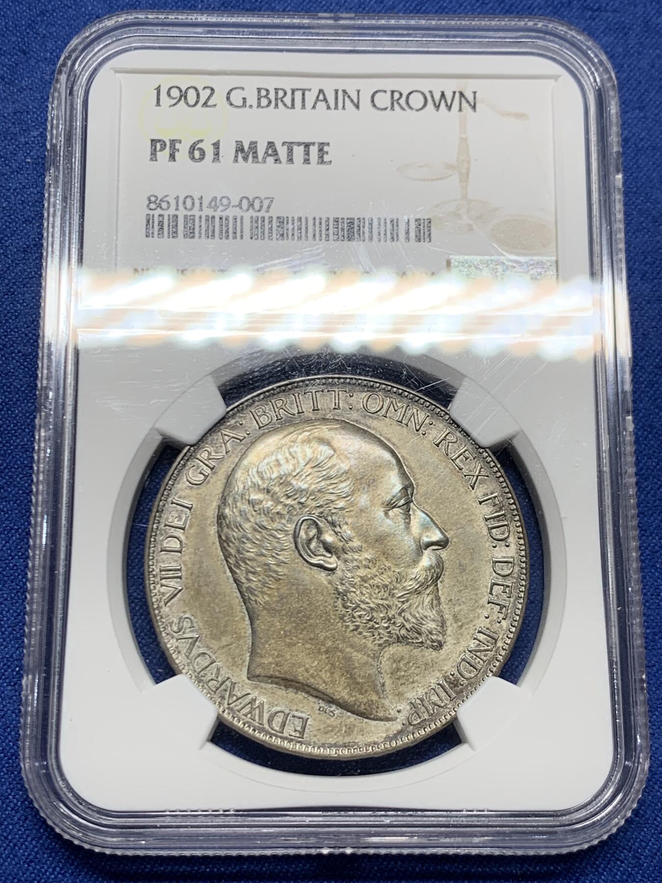 《竞宝斋》第464场 周日，周一，周二，3场连拍 （全场包邮）欢迎送拍 NGC PF61 英国 1902年 马剑克朗  爱德华七世 银币