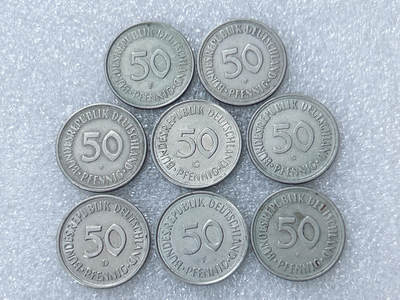 第一海外回流一元起拍收藏 散集专场  第298期 - 联邦德国50芬尼硬币 8枚