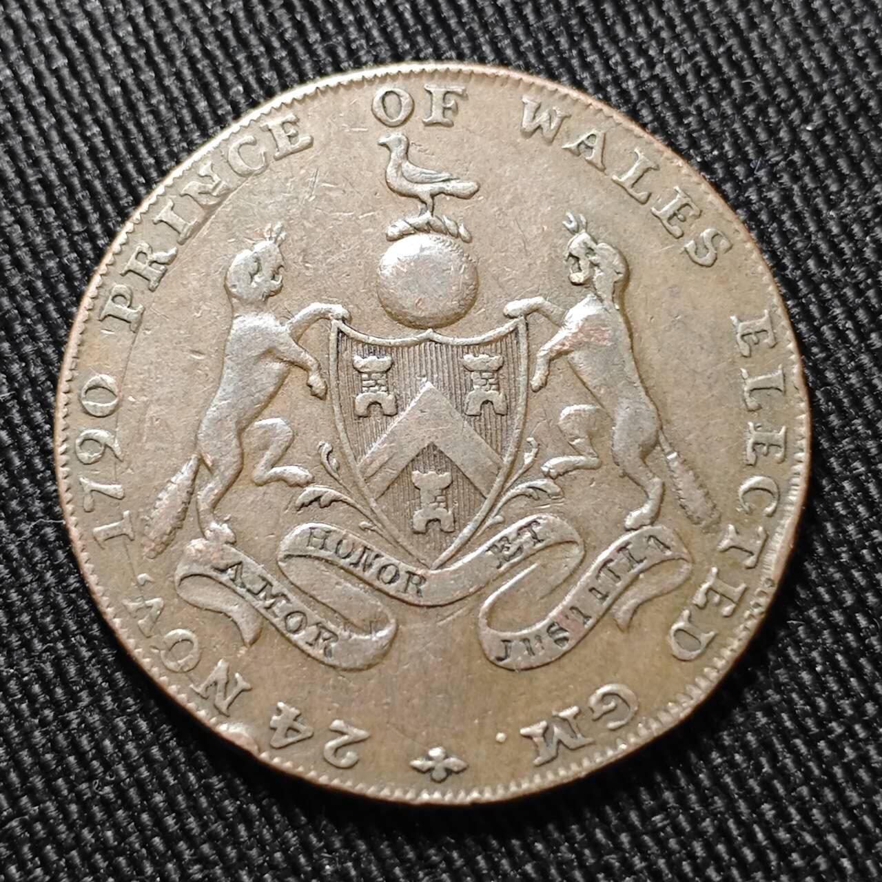 KK钱币收藏小铺  第399期  百期特拍（四拍之三）2月预留时间 周末发货  英国米德尔塞克斯共济会半便士铜币