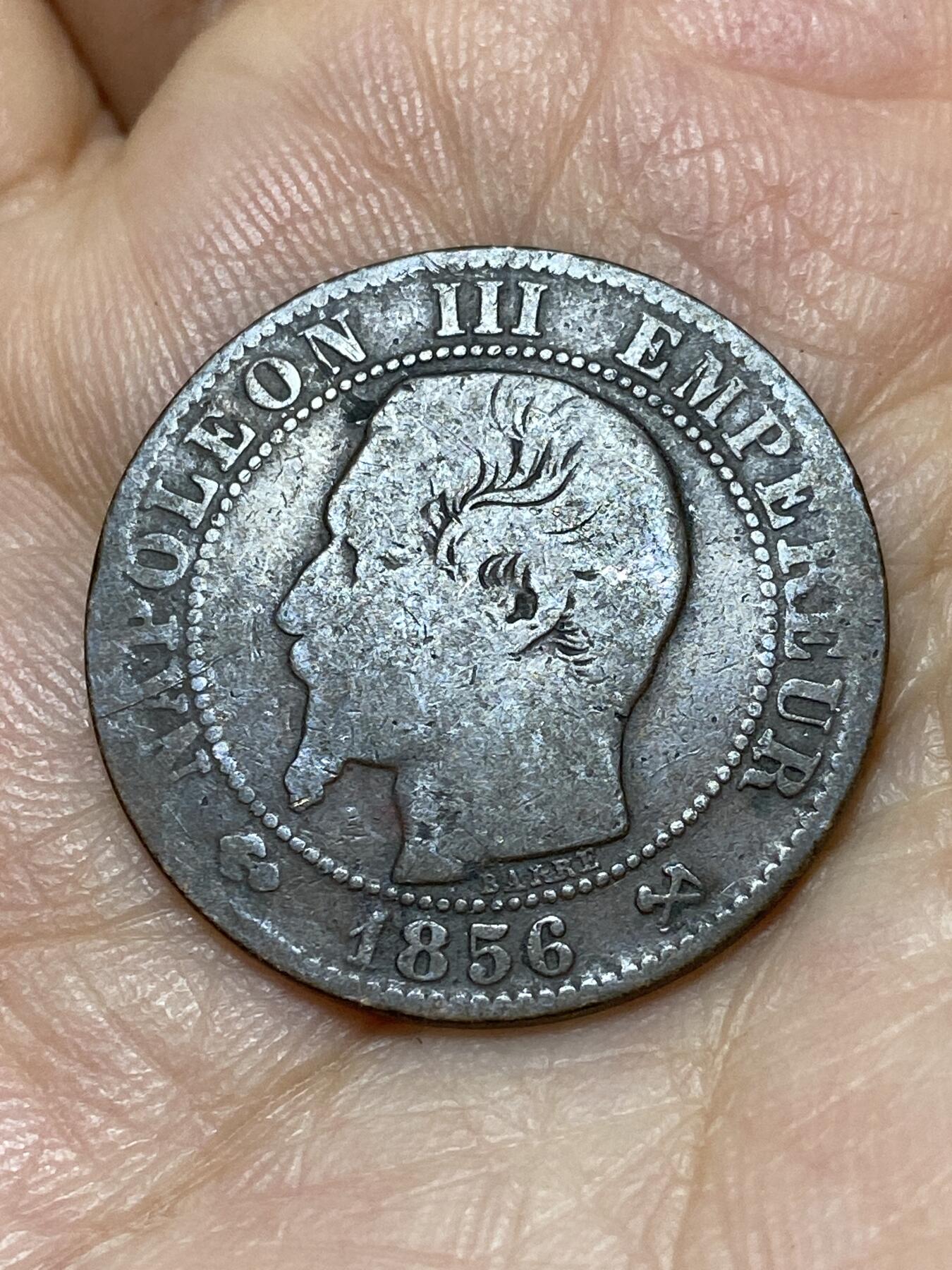 2026年第十八场(总第一百八十七场）外国好品散币场(免佣金) 法兰西第二帝国1856年5生丁(拿破仑三世第一版，B标鲁昂造)