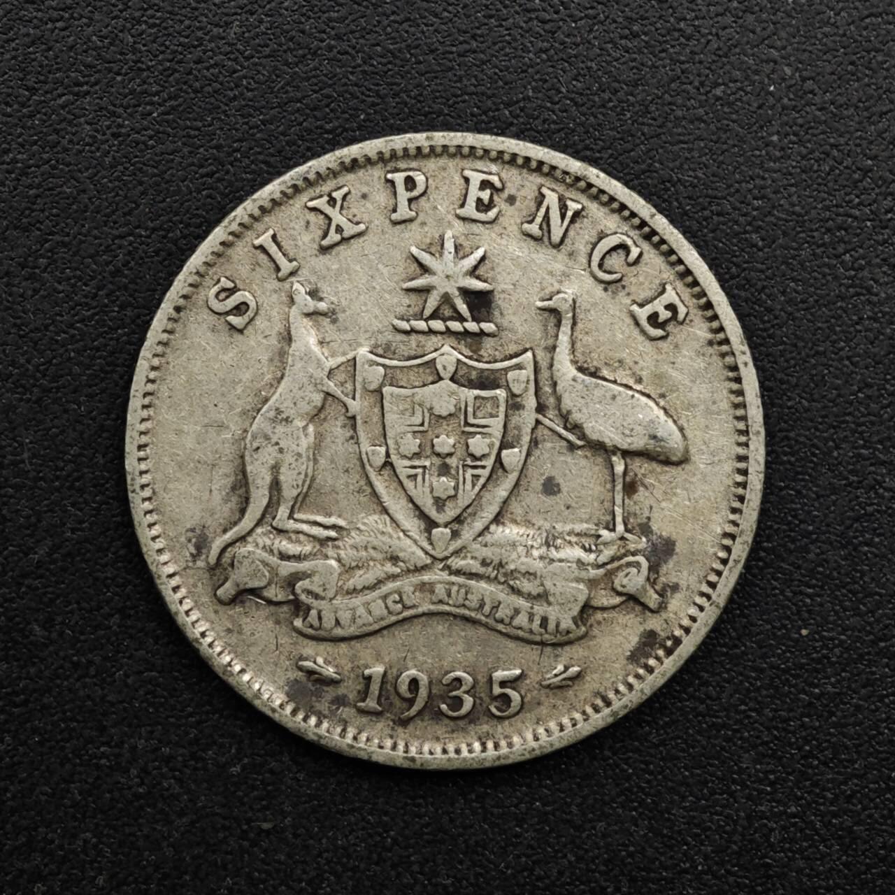 【淘币小摊】实时拍第八百六十三拍   小银币散币场   年前最后一周 之前的预留小年前全部发出 请更换最新收货地址  澳大利亚1935年乔治五世6便士银币