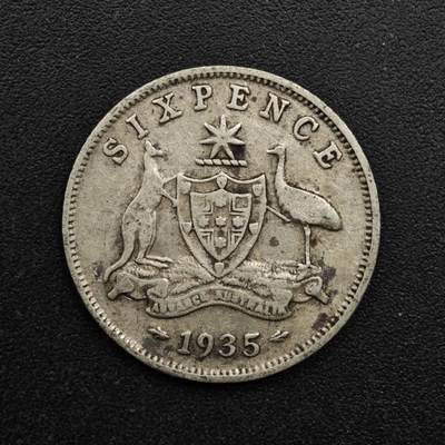 【淘币小摊】实时拍第八百六十三拍   小银币散币场   年前最后一周 之前的预留小年前全部发出 请更换最新收货地址  - 澳大利亚1935年乔治五世6便士银币