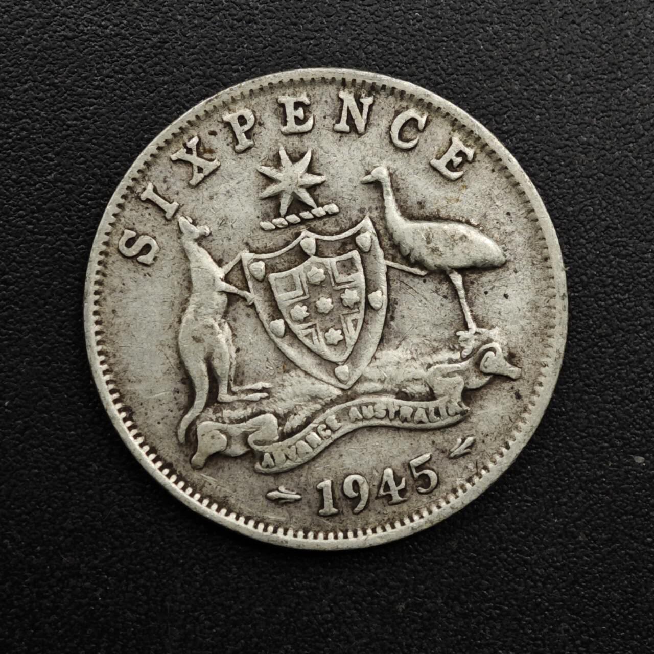 【淘币小摊】实时拍第八百六十三拍   小银币散币场   年前最后一周 之前的预留小年前全部发出 请更换最新收货地址  澳大利亚1945年乔治六世6便士银币