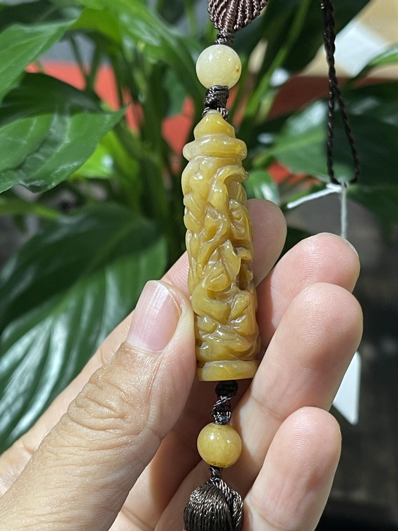 和田玉籽料手工挂饰 黄翡挂坠