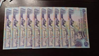 【新年十一拍】世界钱币～微拍第232期暨2026年第11期  多款低端纸币10张为一件成本价起拍 - 1994年文莱1林吉特 如图全新绝品十张连号为一件一起拍