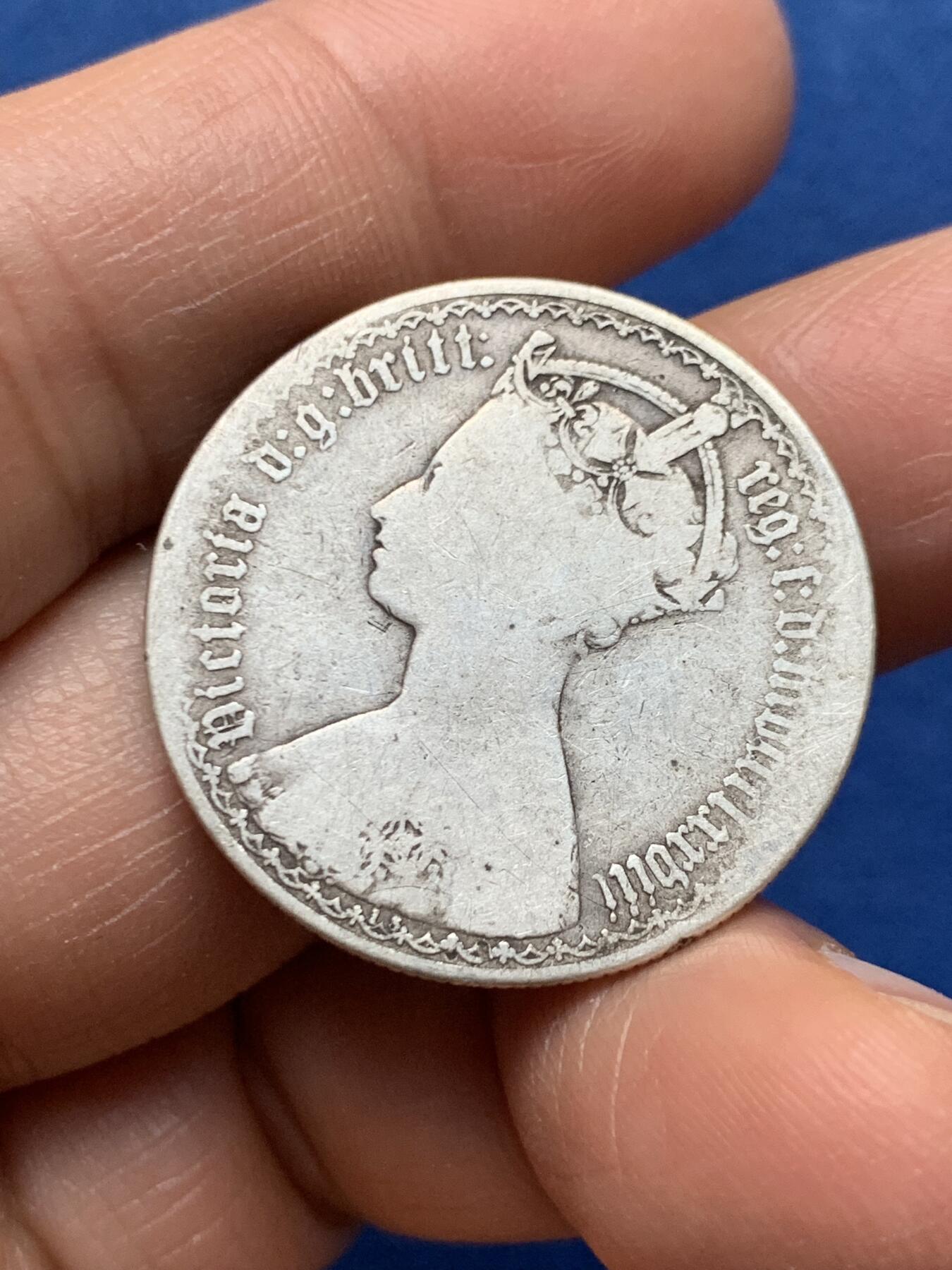 《竞宝斋》第464场 周日，周一，周二，3场连拍 （全场包邮）欢迎送拍 英国1878年哥特体 佛罗林2先令银币