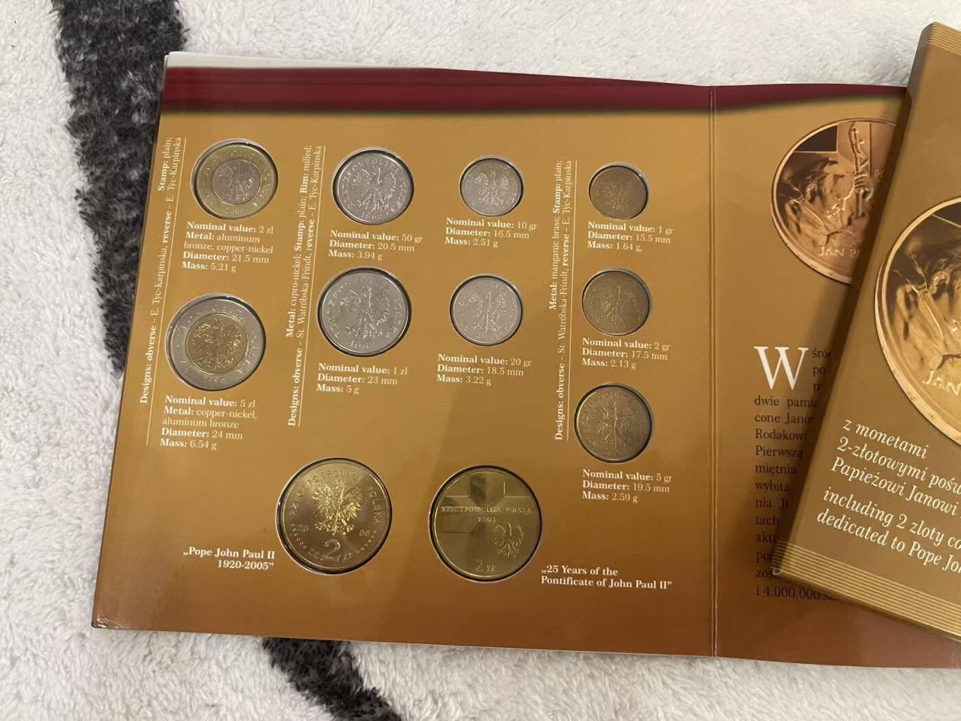 ❤️【币观天下】❤️ 第342期钱币秒杀拍卖场- 2026.2.4秒杀专场 长期征集拍品  波兰2005年教皇保罗官方纪念套币 含两枚2兹罗提教皇纪念币 