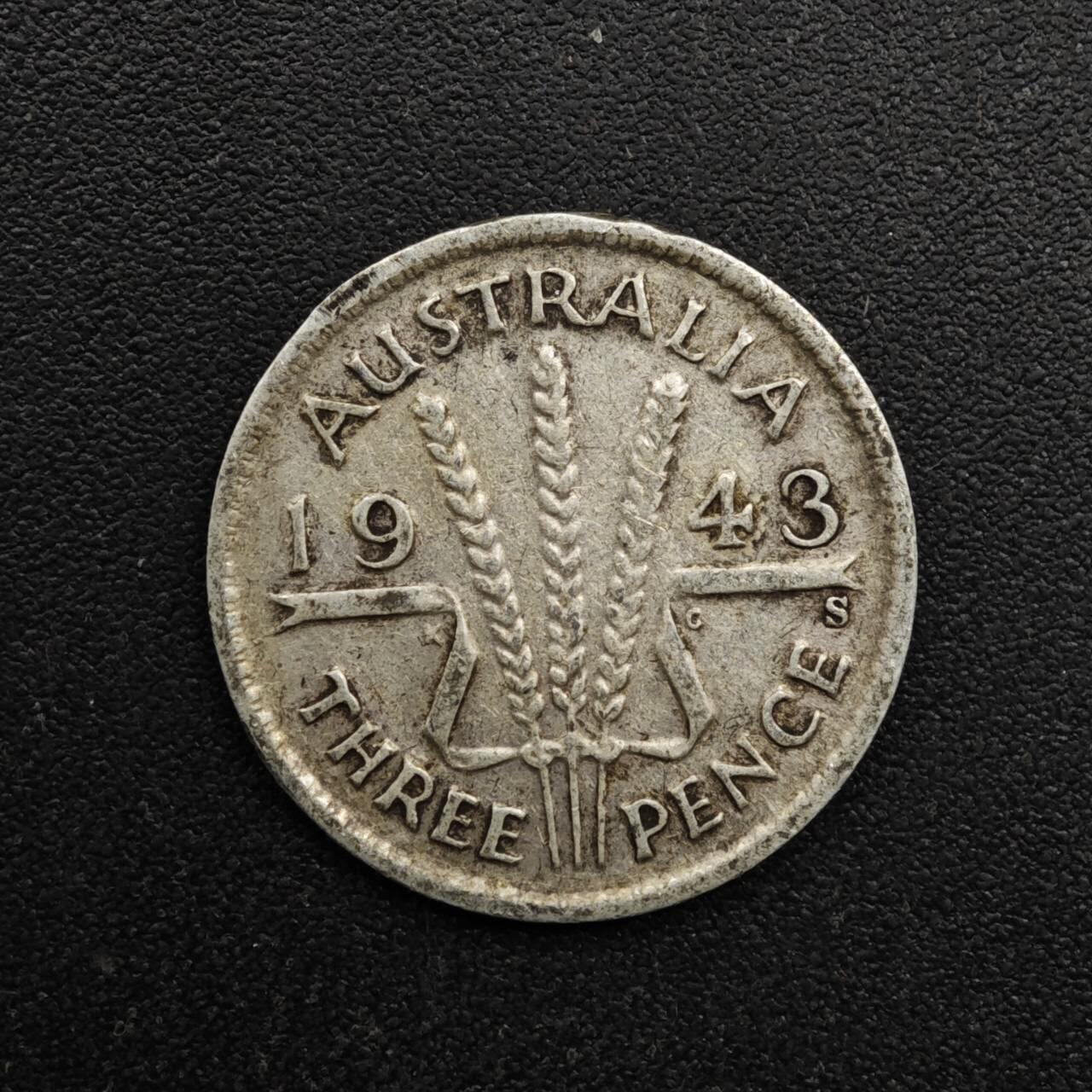 【淘币小摊】实时拍第八百六十三拍   小银币散币场   年前最后一周 之前的预留小年前全部发出 请更换最新收货地址  澳大利亚1943年乔治六世3便士银币