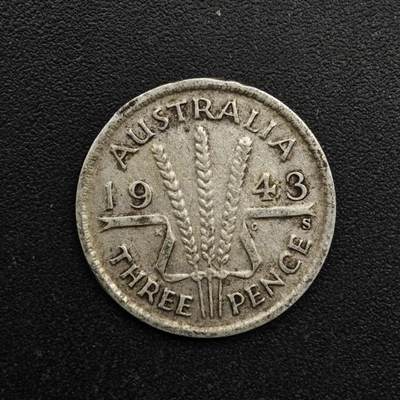 【淘币小摊】实时拍第八百六十三拍   小银币散币场   年前最后一周 之前的预留小年前全部发出 请更换最新收货地址  - 澳大利亚1943年乔治六世3便士银币