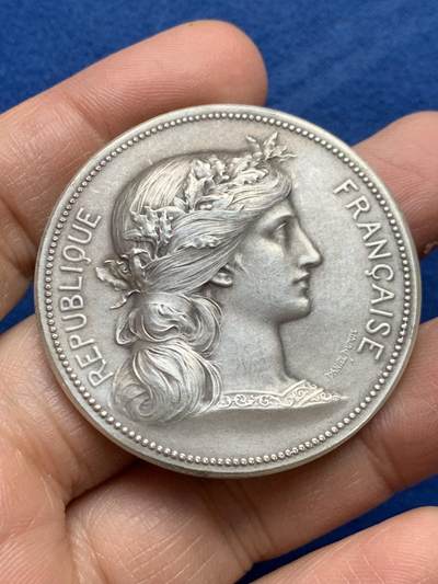 《竞宝斋》第464场 周日，周一，周二，3场连拍 （全场包邮）欢迎送拍 - 法国玛丽安娜女神银章 丰饶角银标 47.7克 45mm