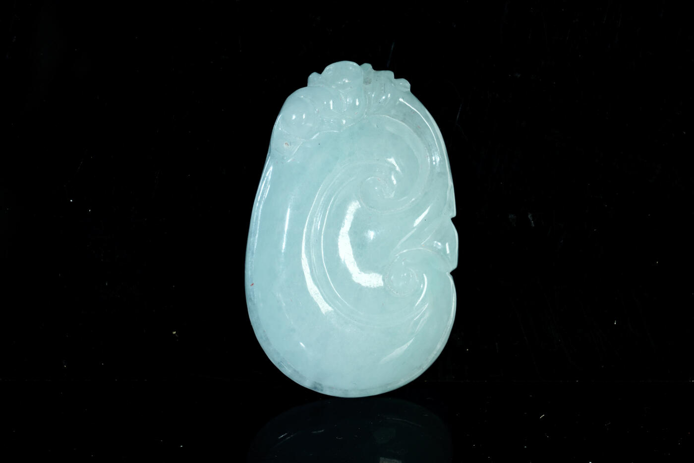 上海都达杂项专场十九（全场包邮） 天然冰糯种翡翠（A货）精雕《吉祥如意》挂件90-10