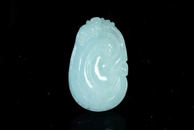 上海都达杂项专场十九（全场包邮） - 天然冰糯种翡翠（A货）精雕《吉祥如意》挂件90-10