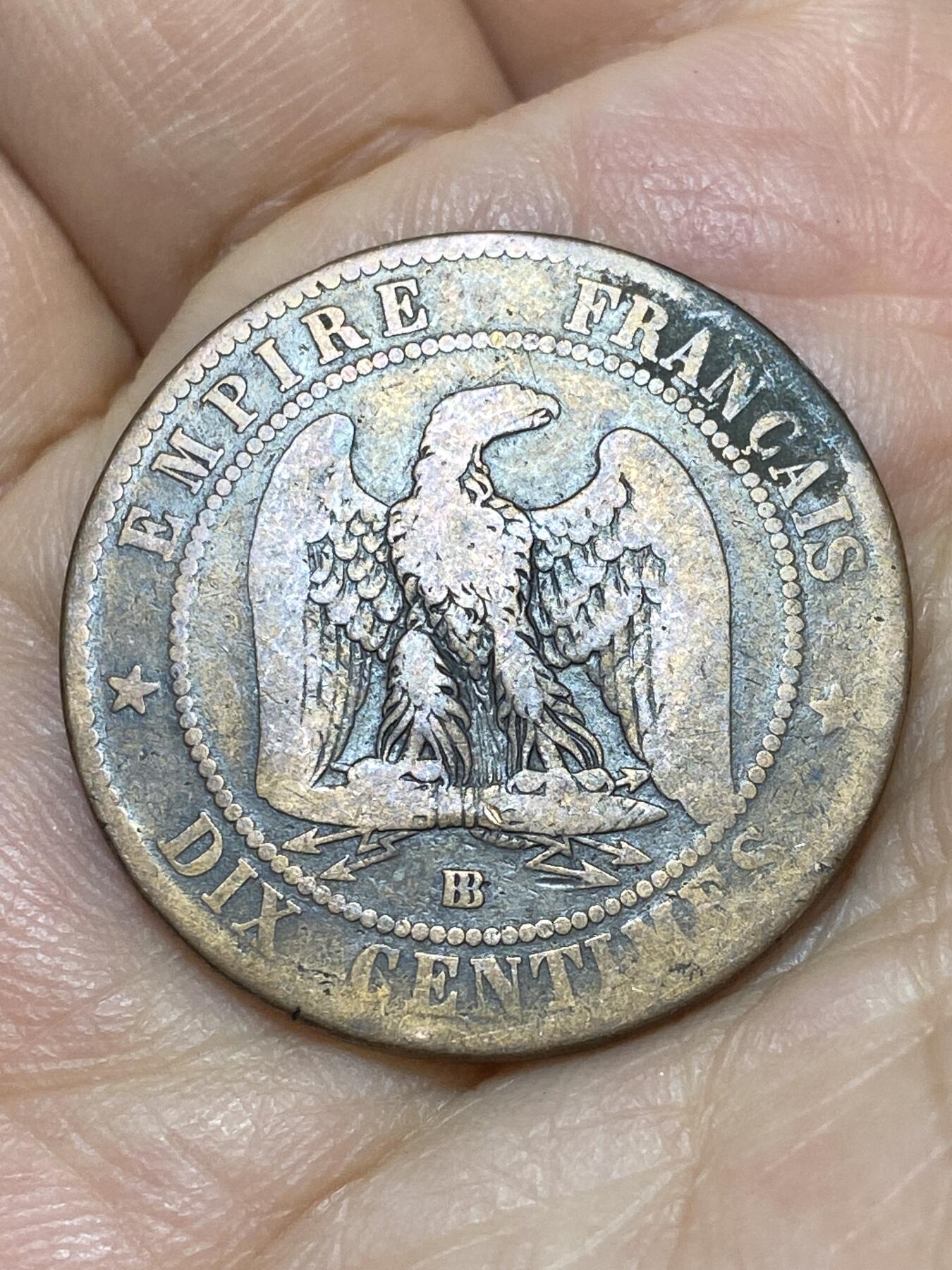 2026年第十八场(总第一百八十七场）外国好品散币场(免佣金) 法兰西第二帝国1861年10生丁(拿破仑三世第二版，BB标斯特拉斯堡造)