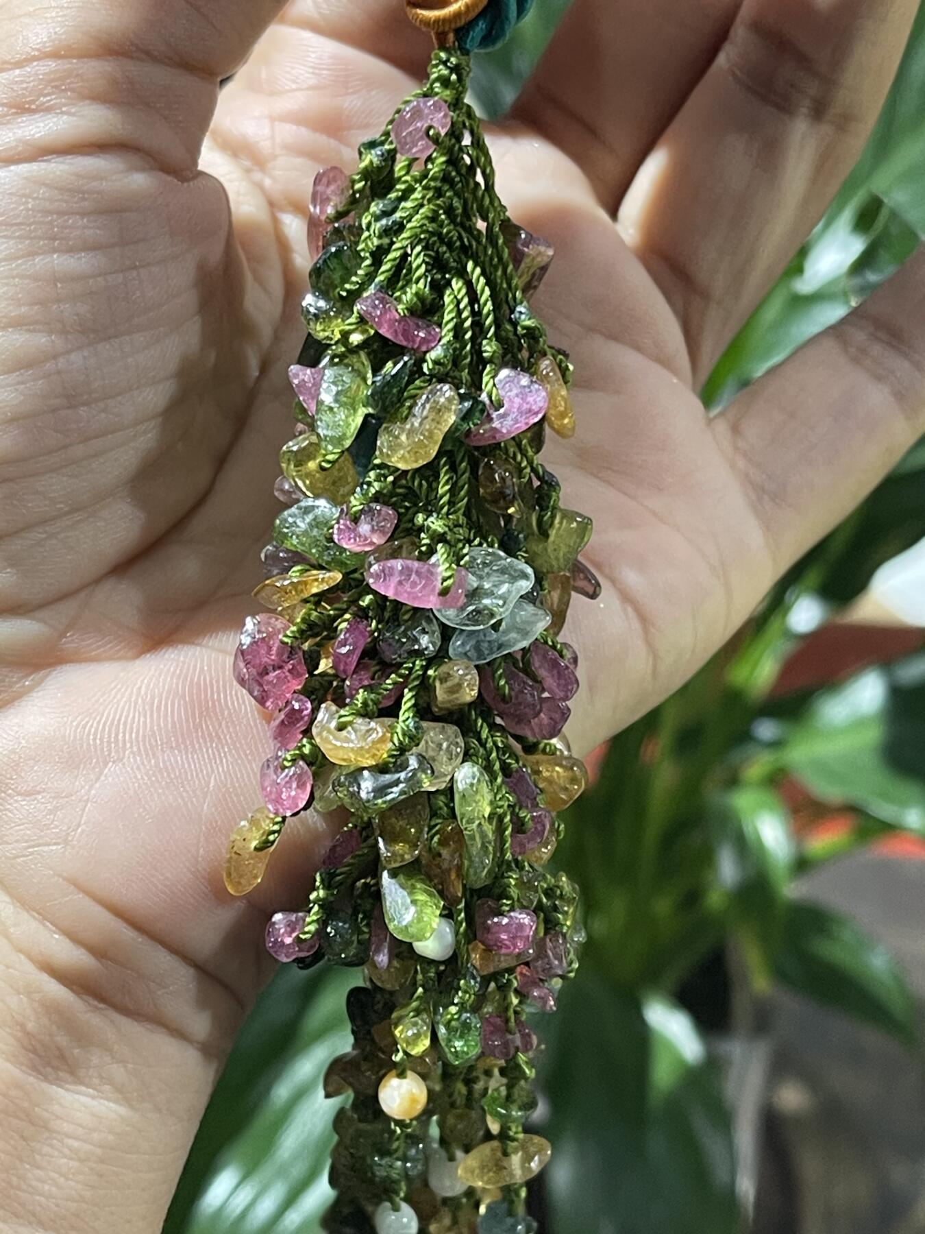 和田玉籽料手工挂饰 天然碧玺挂件