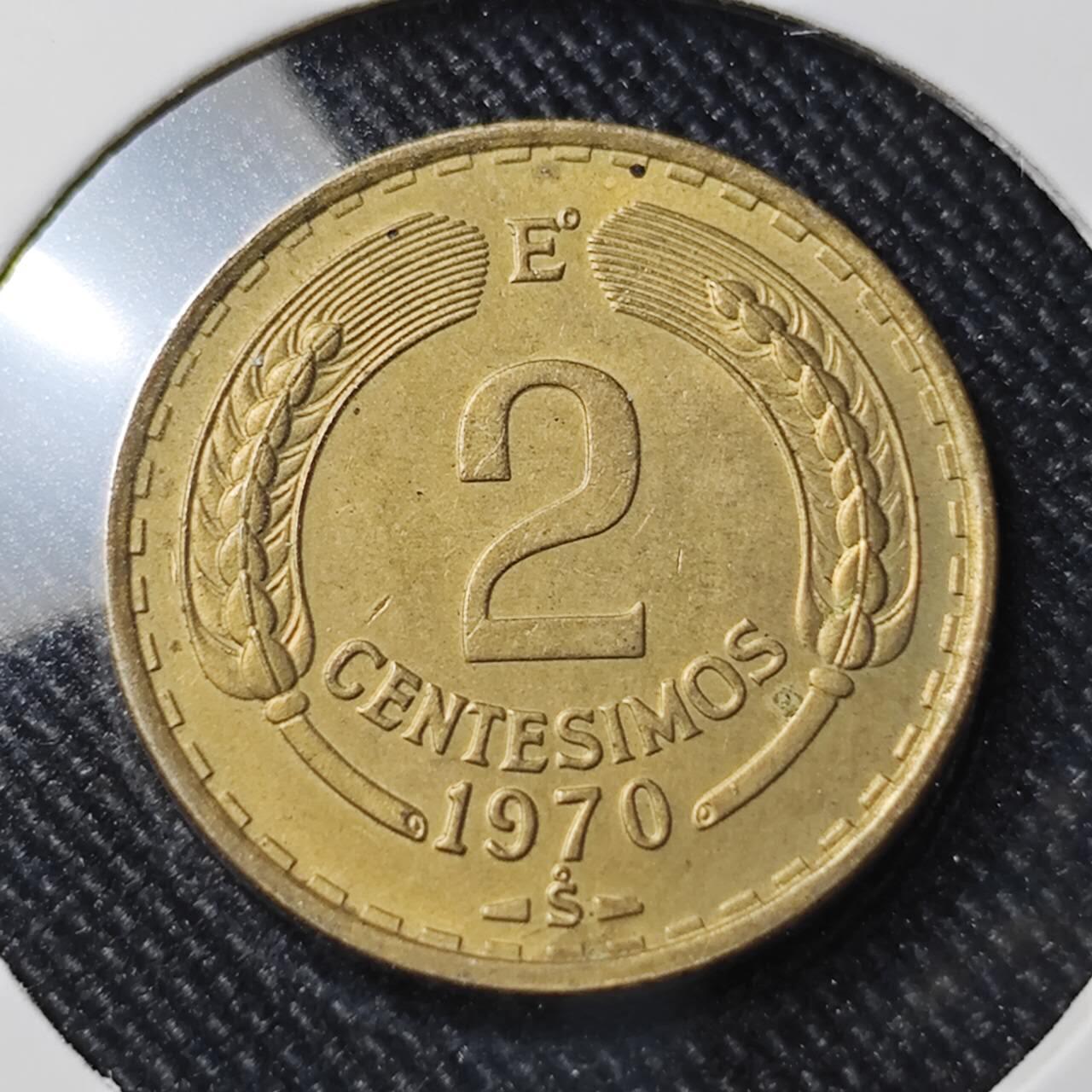 KK钱币收藏小铺  第391期  2月预留时间 周末发货  1970智利2分铜币