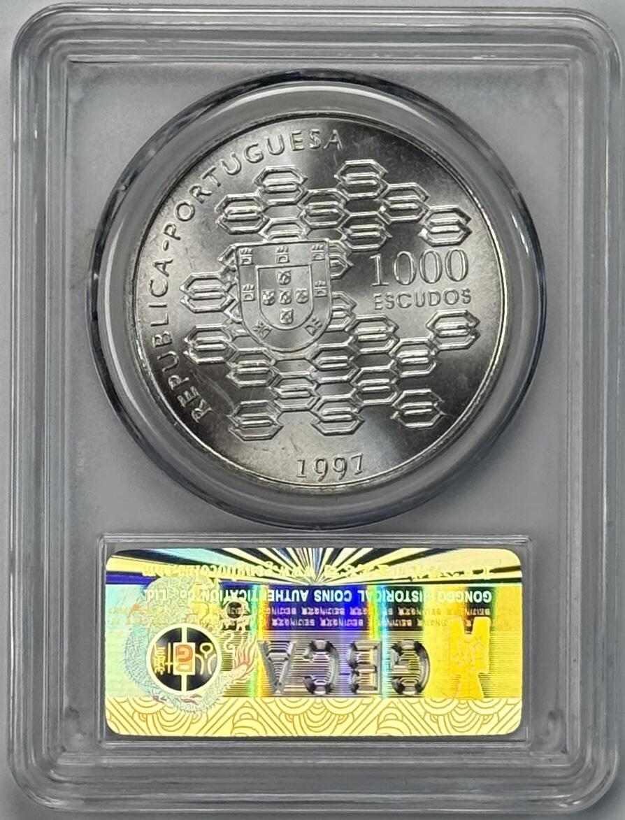S&S Numismatic世界钱币-拍卖 第120期  葡萄牙1997年 公共信贷 1000埃斯库多纪念银币 公博MS67   28克500银