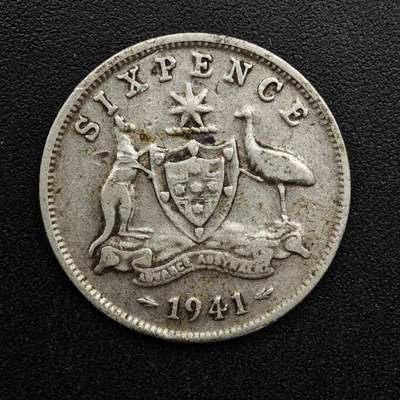 【淘币小摊】实时拍第八百六十三拍   小银币散币场   年前最后一周 之前的预留小年前全部发出 请更换最新收货地址  - 澳大利亚1941年乔治六世6便士银币