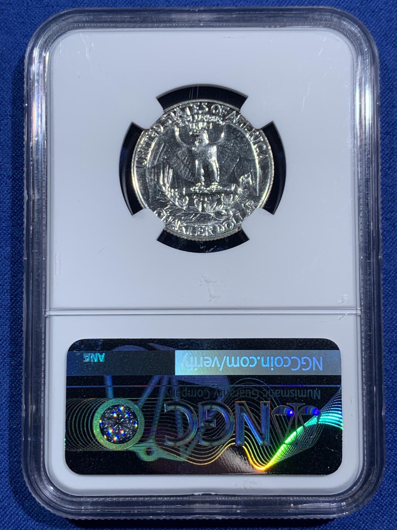 《竞宝斋》第464场 周日，周一，周二，3场连拍 （全场包邮）欢迎送拍 NGC PF67 美国1959年华盛顿25分精制银币