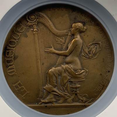 掌中浮雕-藏着的欧洲第052场 - 1927年比利时音乐比赛铜质奖章，68mm