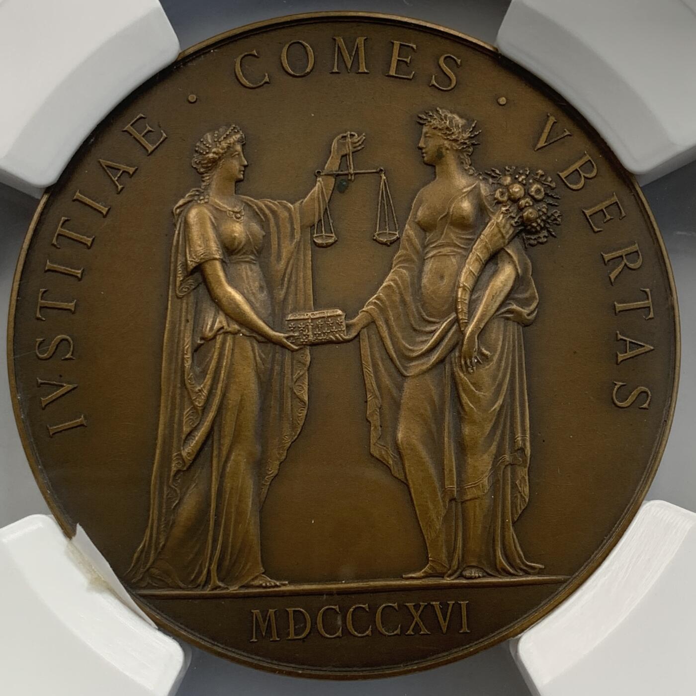 掌中浮雕-藏着的欧洲第052场 1830年法国信托储蓄银行铜章，68mm