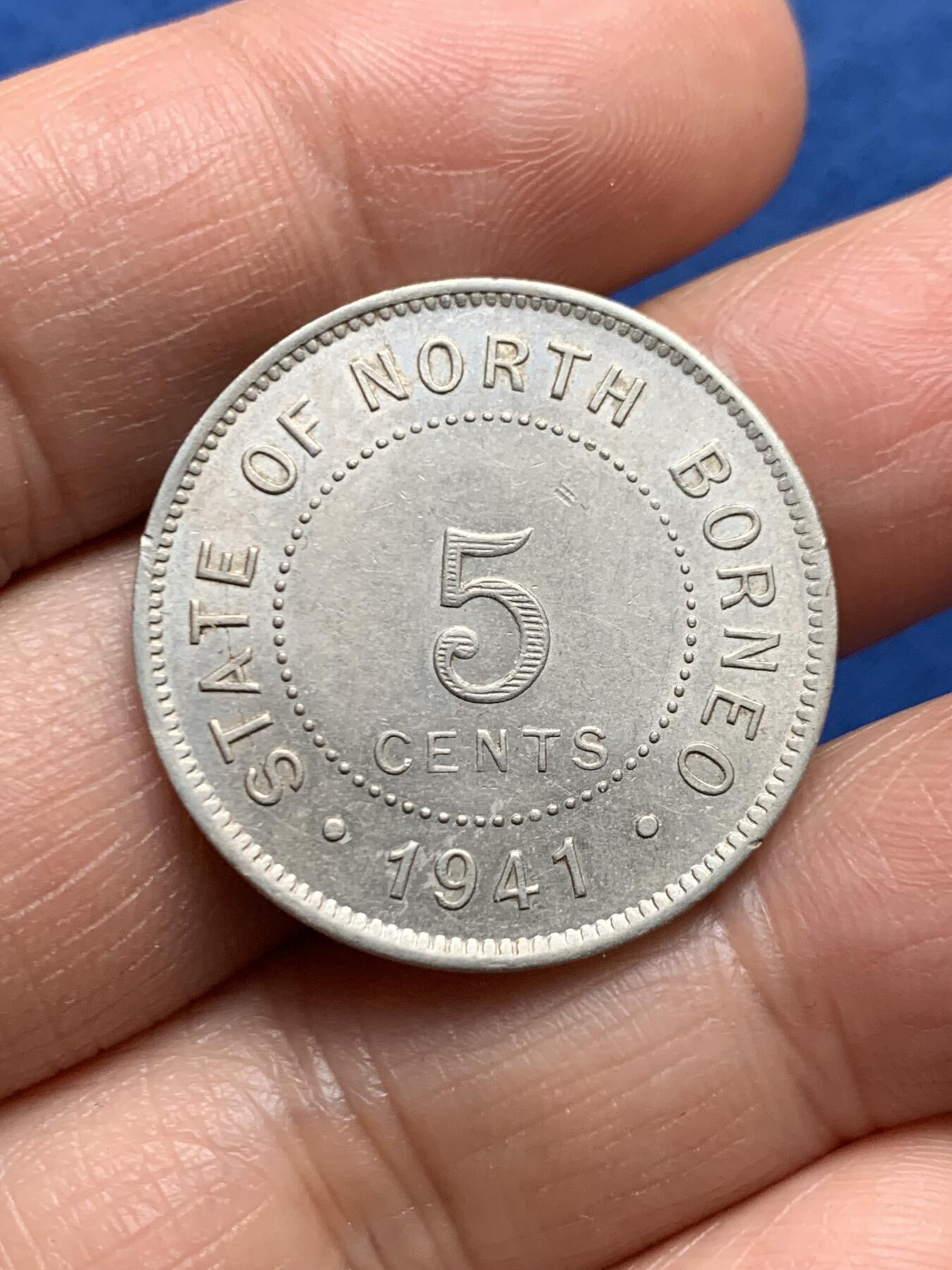 《竞宝斋》第464场 周日，周一，周二，3场连拍 （全场包邮）欢迎送拍 英属北婆罗洲1941年5分