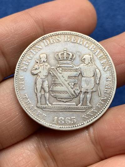 《竞宝斋》第464场 周日，周一，周二，3场连拍 （全场包邮）欢迎送拍 - 萨克森1865年约翰-矿业1泰勒银币